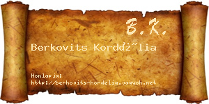 Berkovits Kordélia névjegykártya
